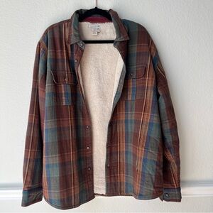 Carbon2Cobalt Plaid Fleece Lined Shacket Men L Flannel Jacket